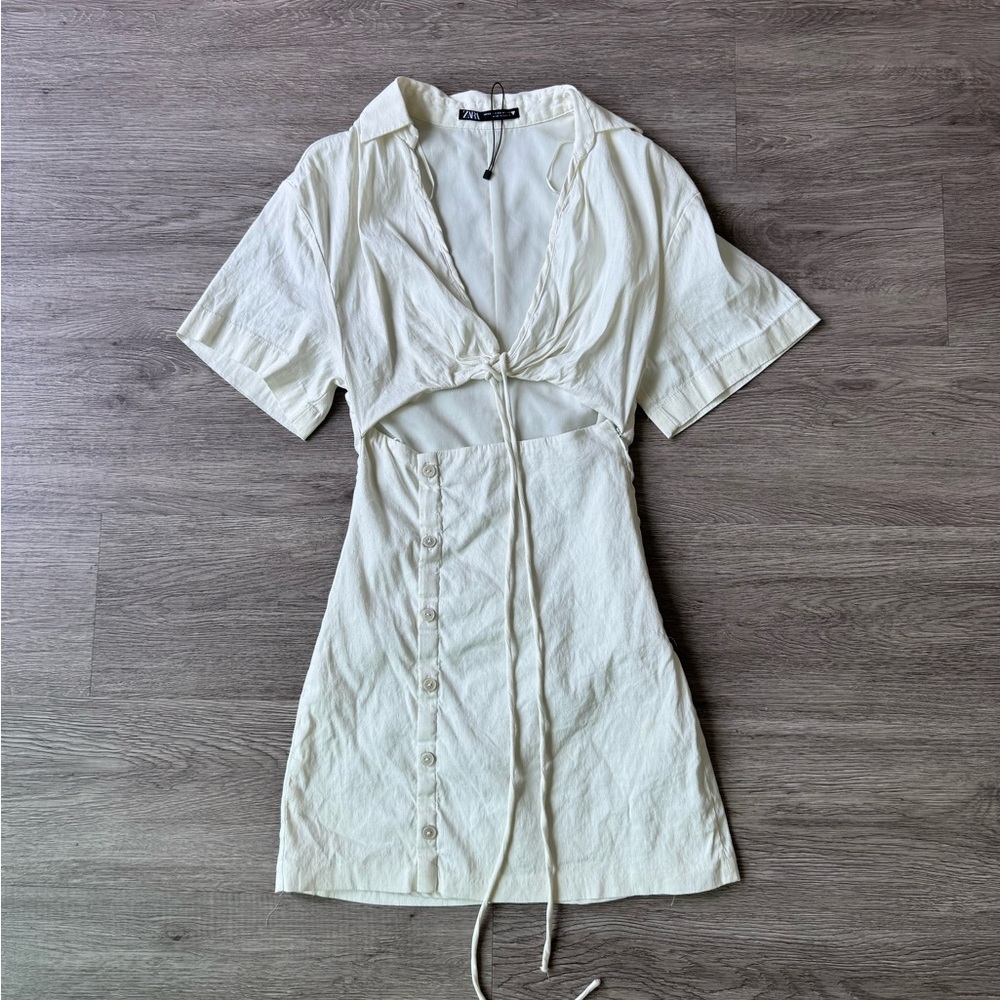 Elegant White Button-Down Dress
